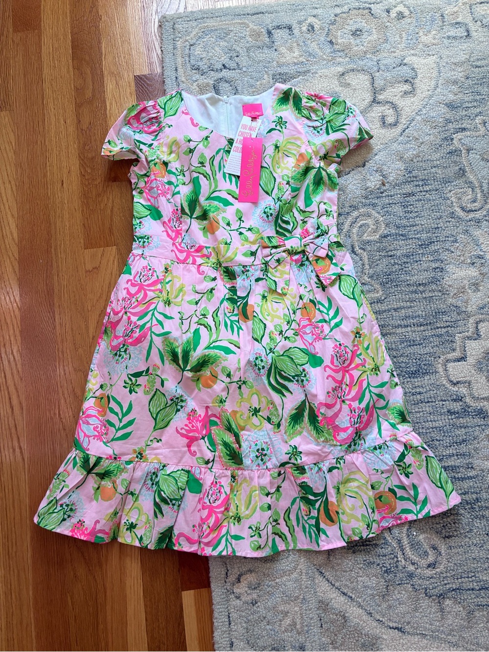 Lilly Pulitzer Pink Floral Short-Sleeve Belted Dress